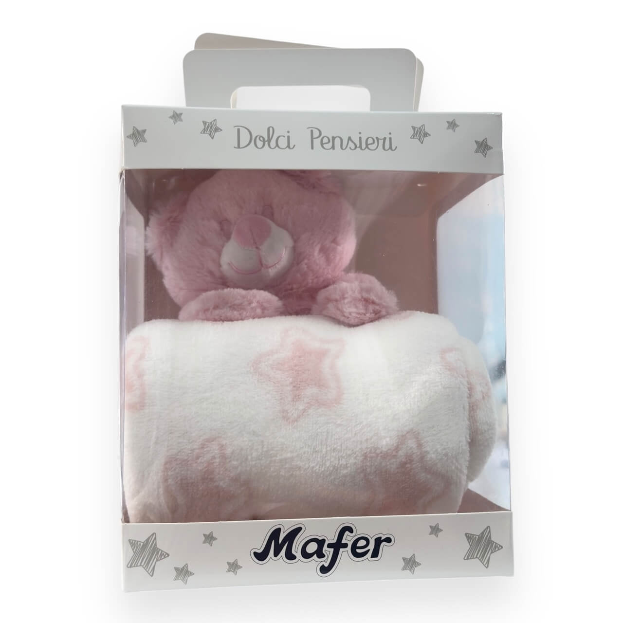 Poussette à carreaux Mélanie avec peluche 70x90 cm