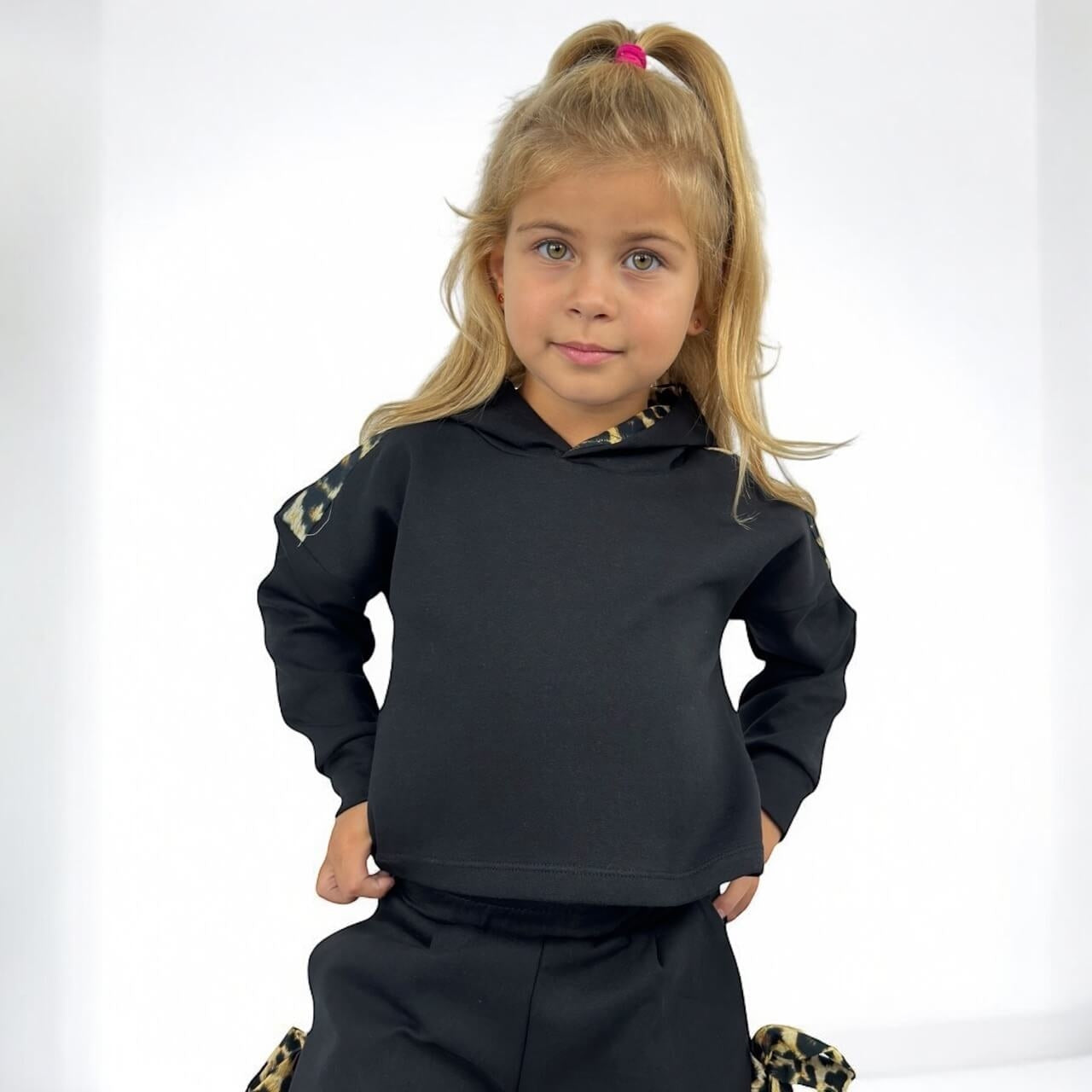 Survêtement fille en coton brossé imprimé animal