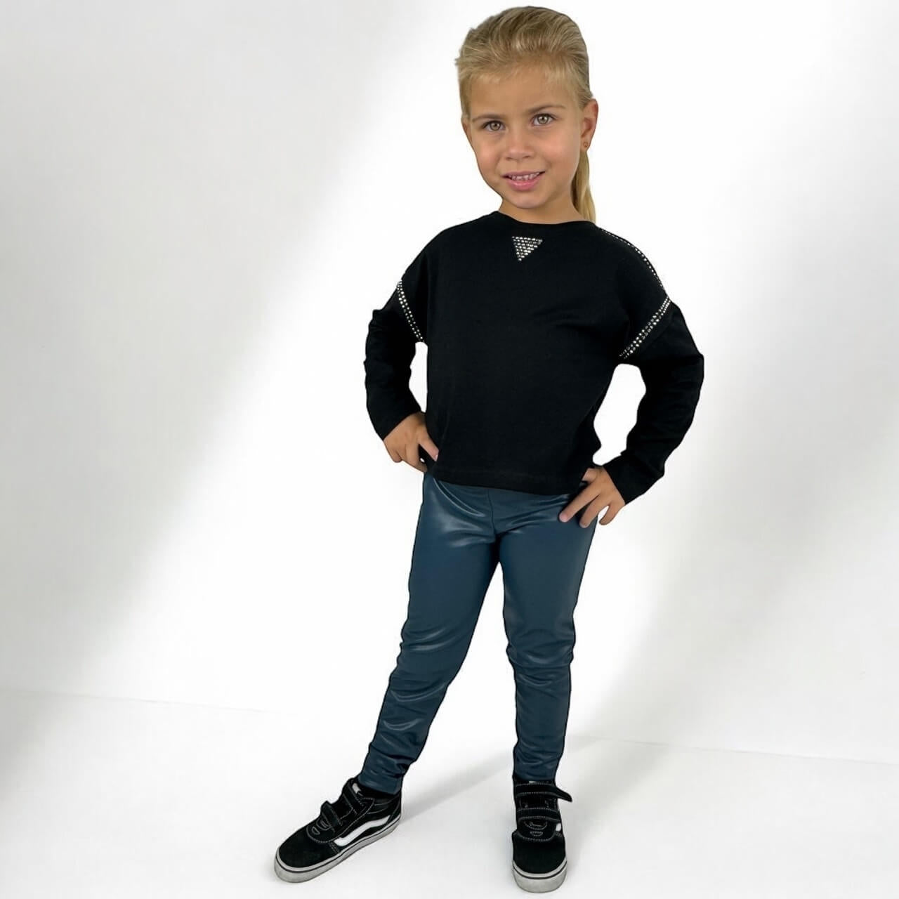 Tenue fille avec leggings en éco-cuir