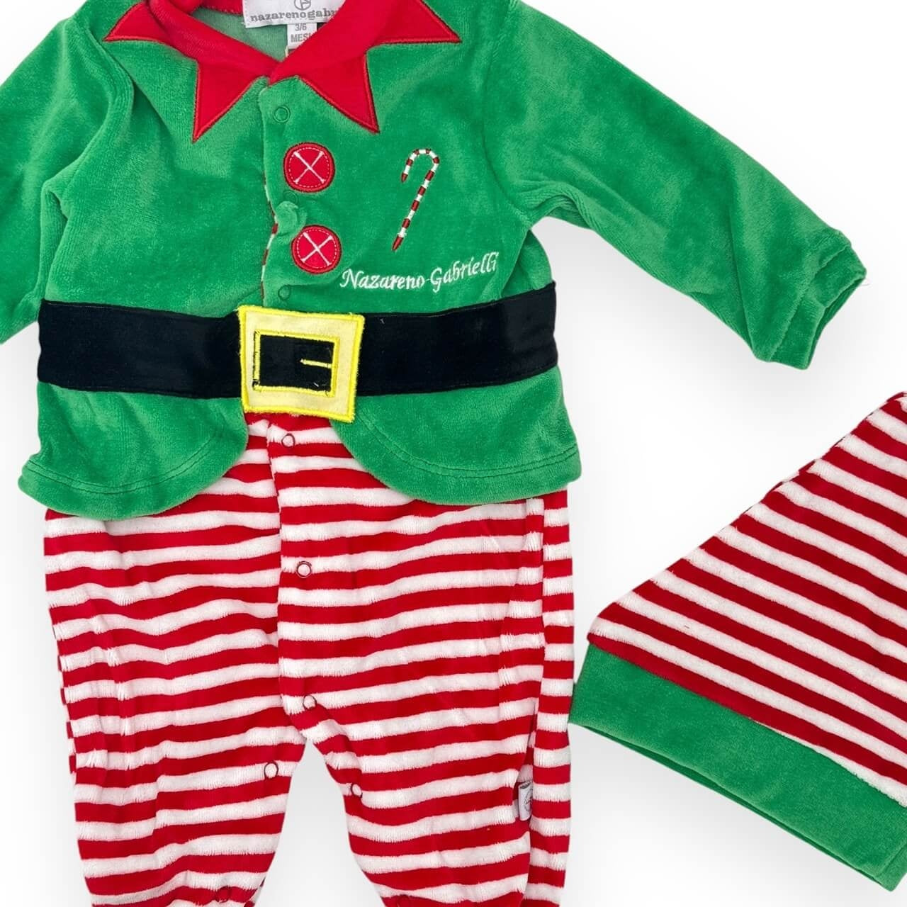 Grenouillère en chenille de Noël elfe nouveau-né