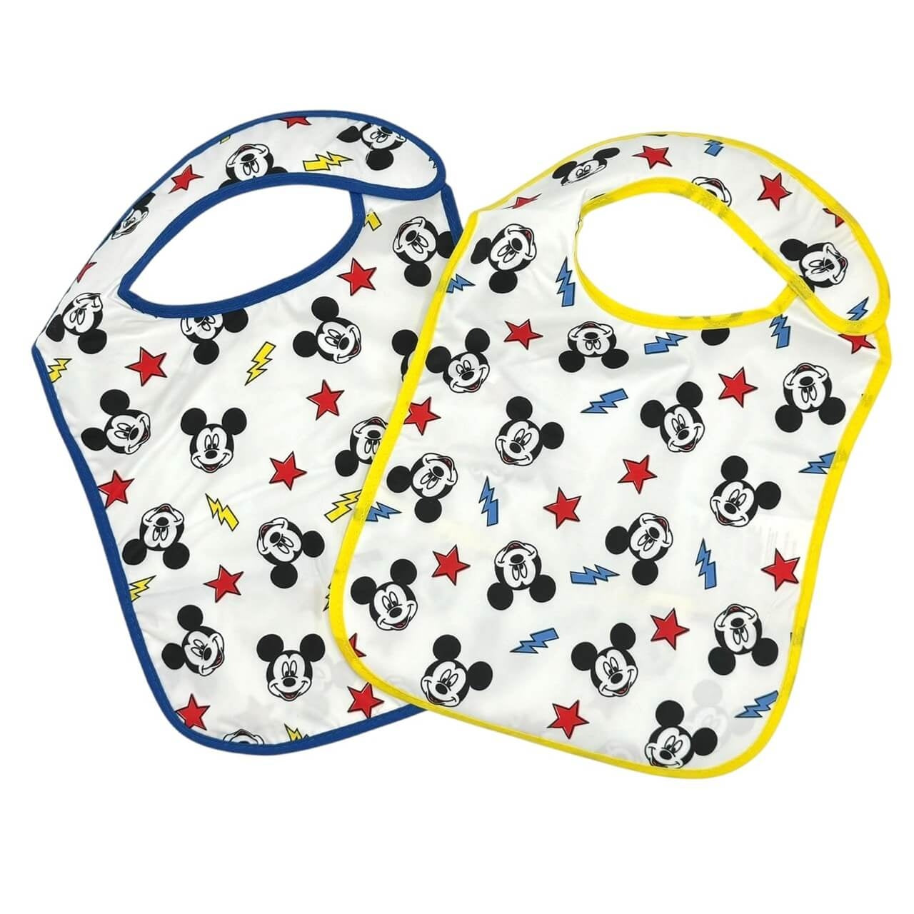 2 bavoirs Mickey Mouse Disney avec larmes plastifiés