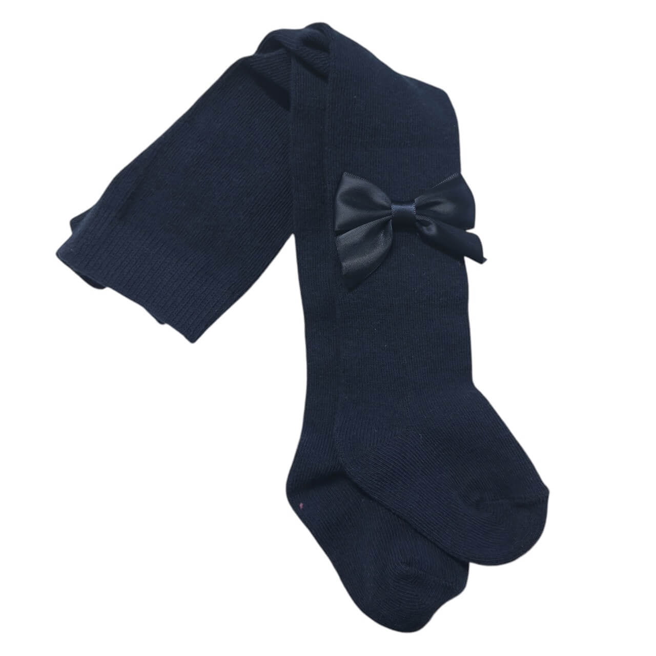 Collants bébé fille couleur unie avec nœud