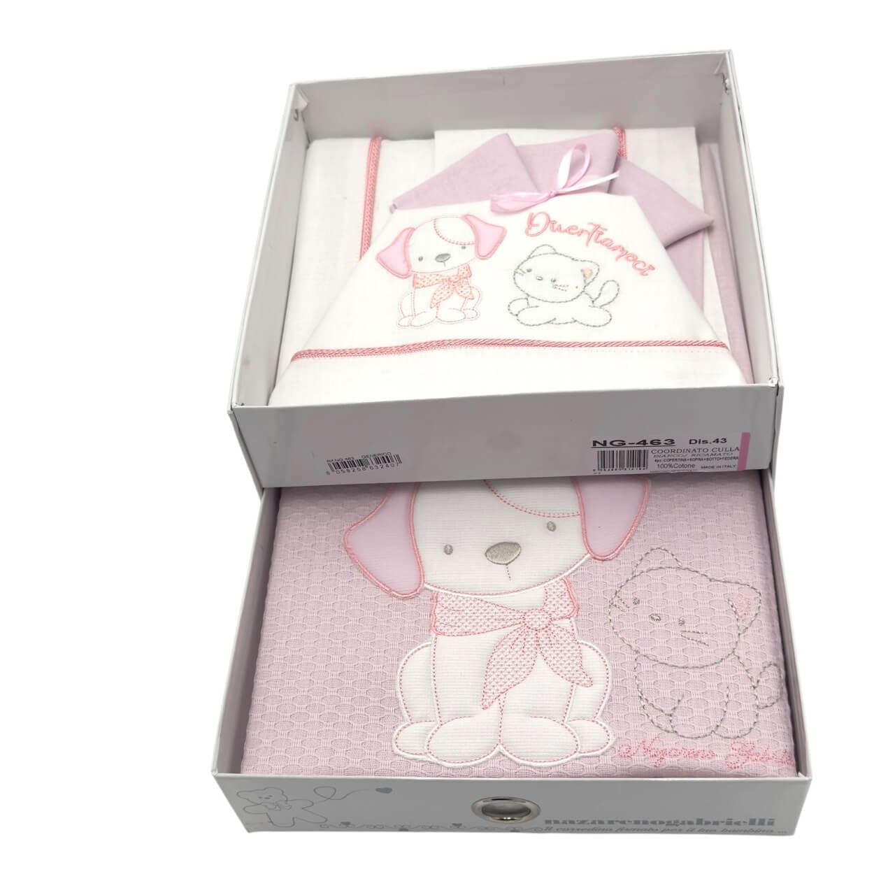 Parure complète de draps + housse de poussette en coton