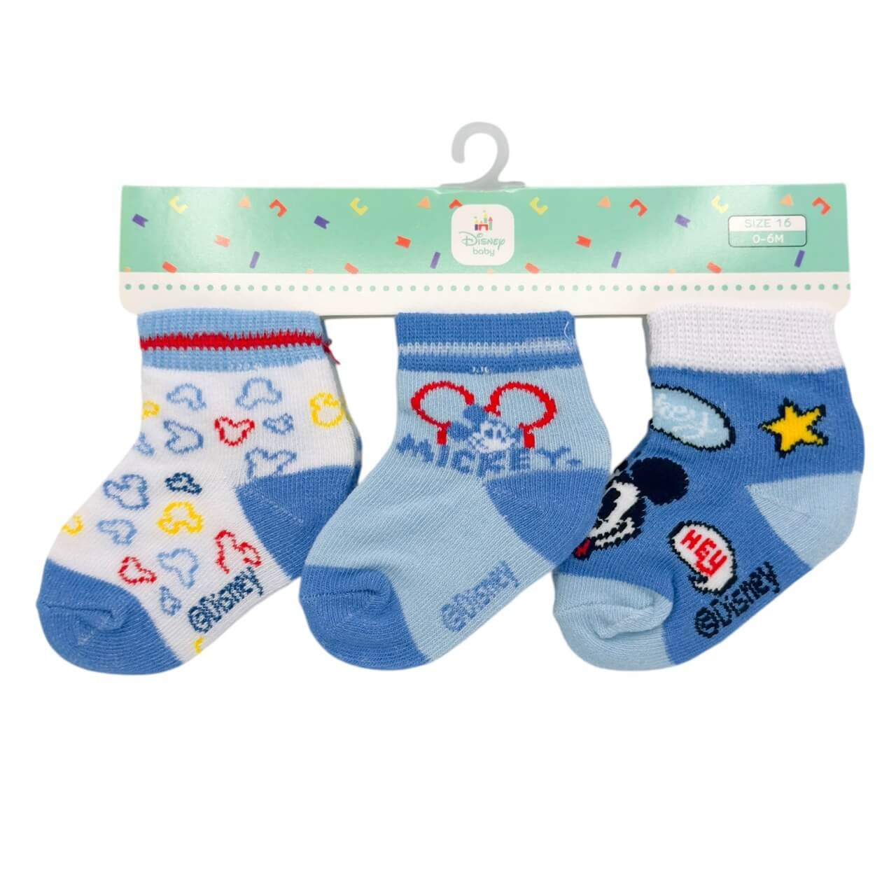 Chaussettes Tris 0/6 Mois Disney Mickey Mouse