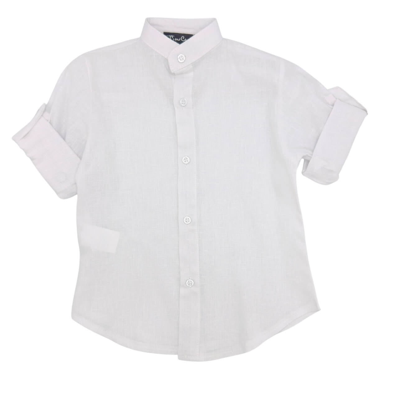 Chemise en lin à col mandarin pour nouveau-né