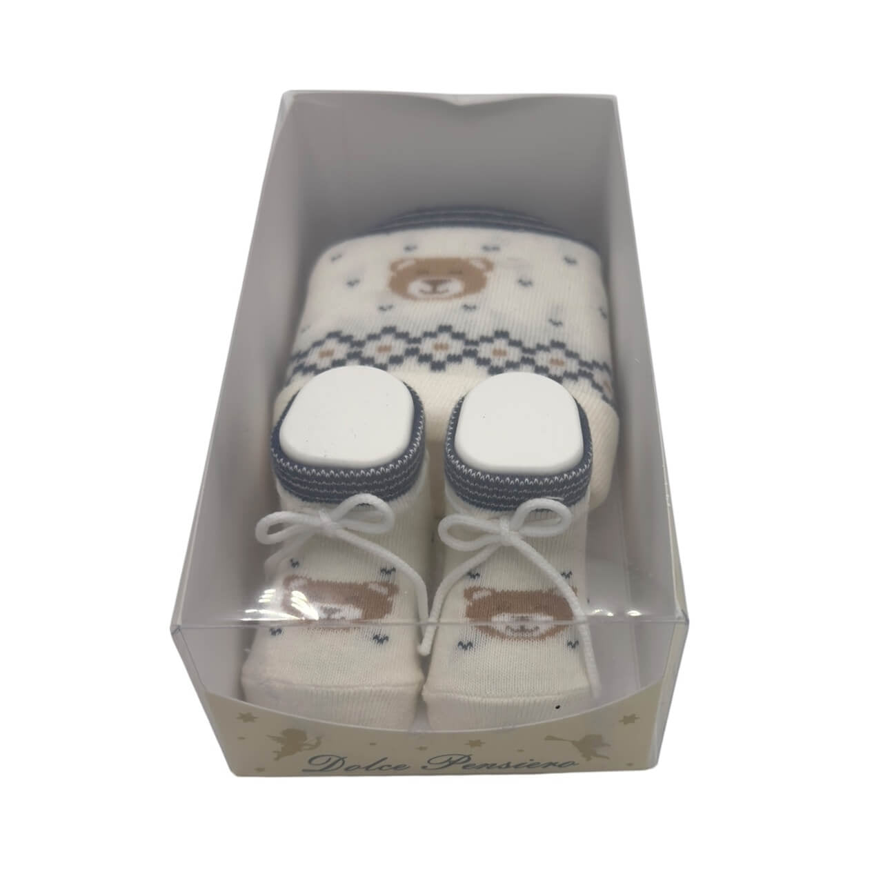 Set Cappello+scarpe in Caldo Cotone 0/6 Mesi