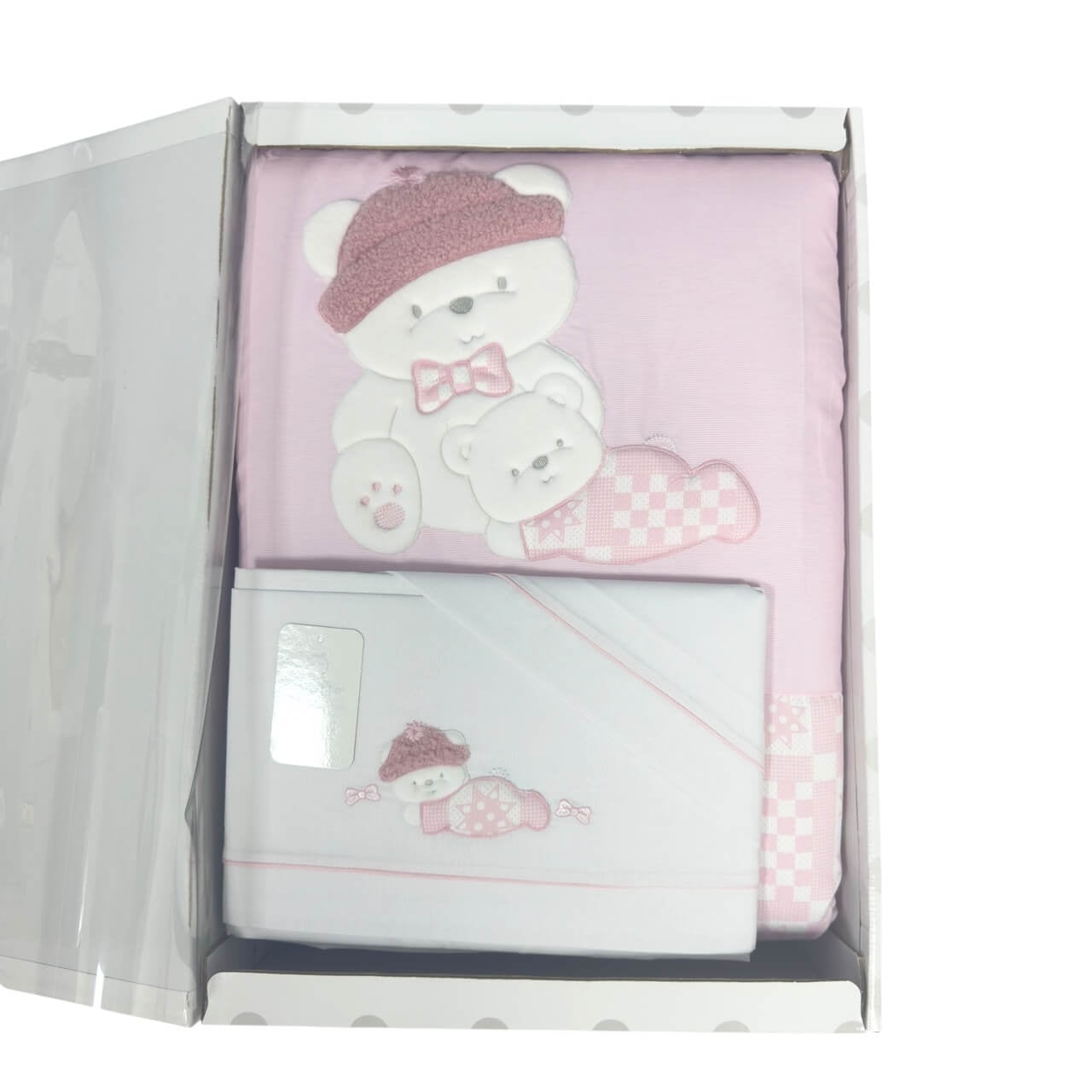 Completo trapunta lettino con lenzuola e paracolpi Pastello