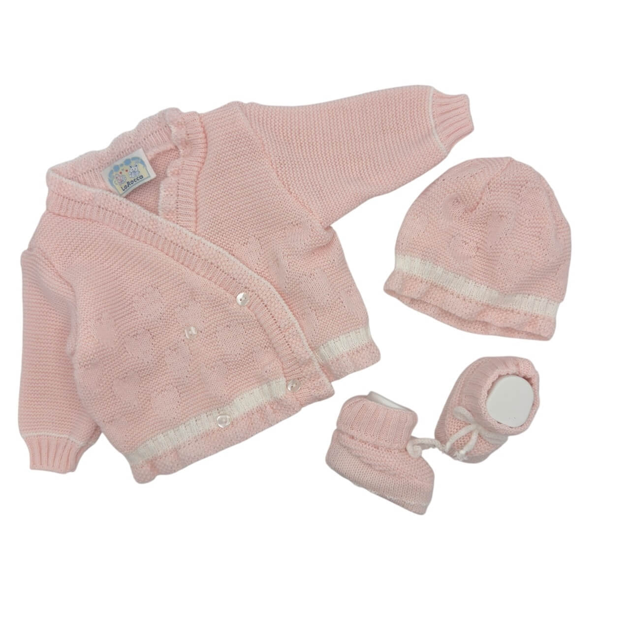 Golfino+Scarpette+Cappello in Misto Lana 0/6 Mesi