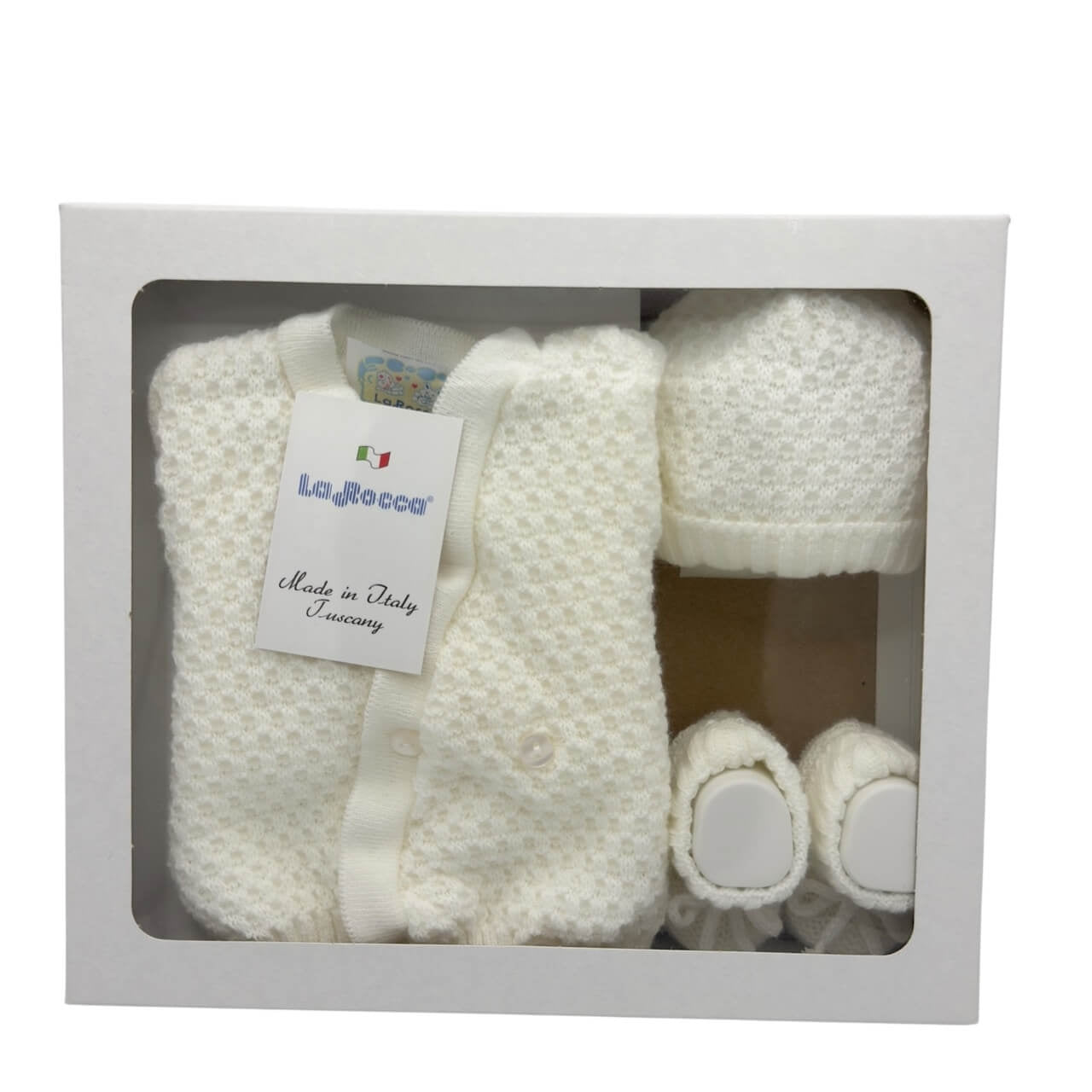 Set Golfino+Scarpette+Cappello in Misto Lana 0/6 Mesi