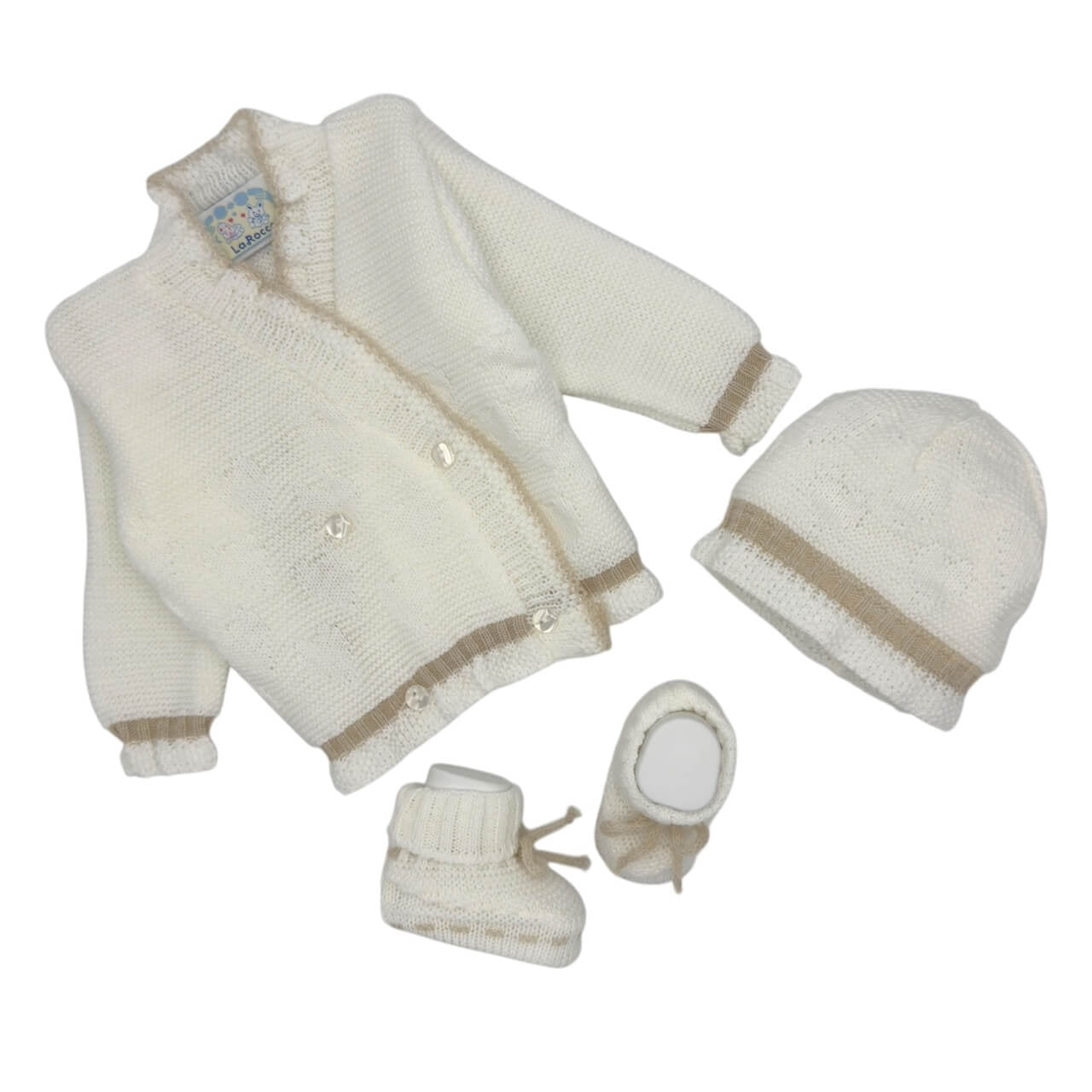 Golfino+Scarpette+Cappello in Misto Lana 0/6 Mesi