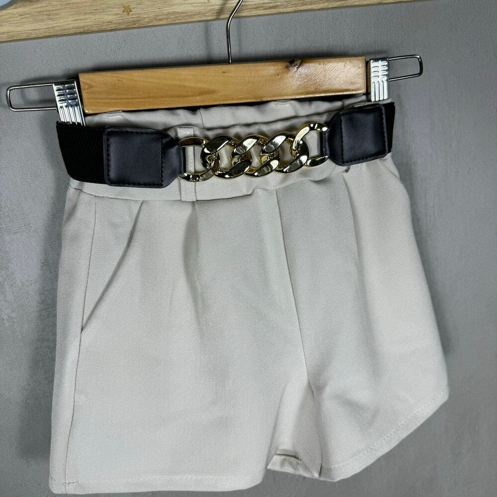 Short en flanelle fille avec ceinture