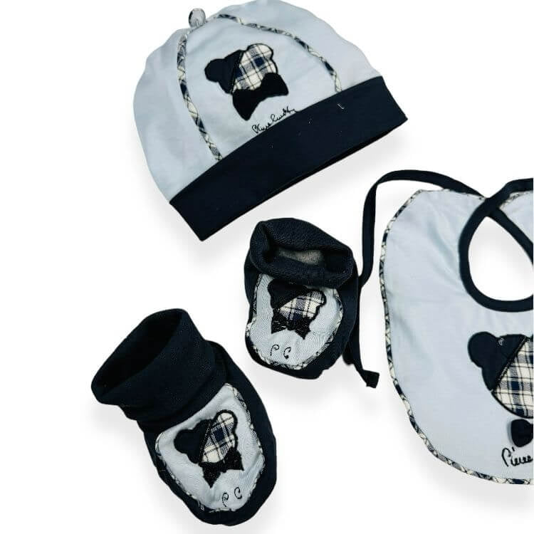 Set Cotone Cappello+scarpe+bavetta