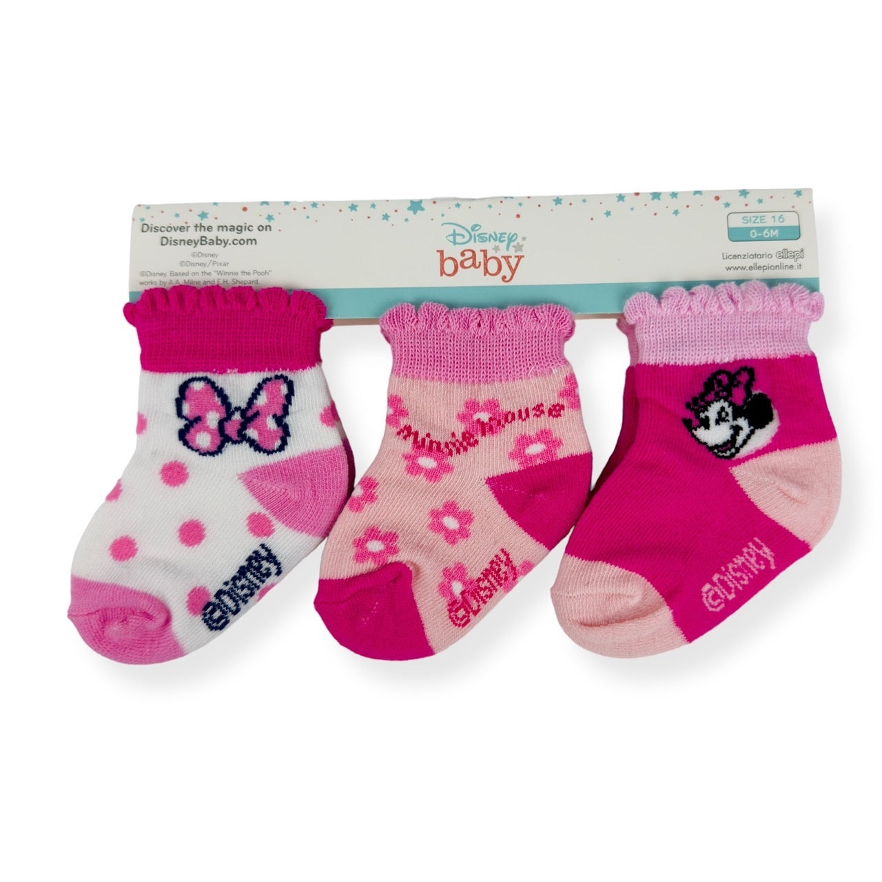 Chaussettes Tris Coton 0/6 Mois Disney Minnie