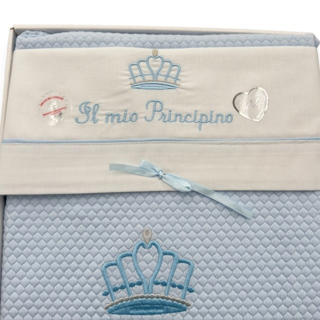 Parure de draps Principino + couverture lit bébé/poussette en coton