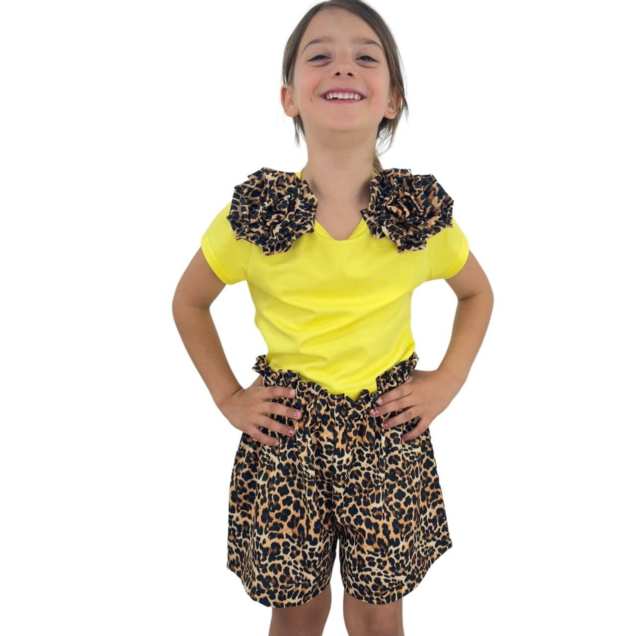 Tenue à imprimé animalier pour fille