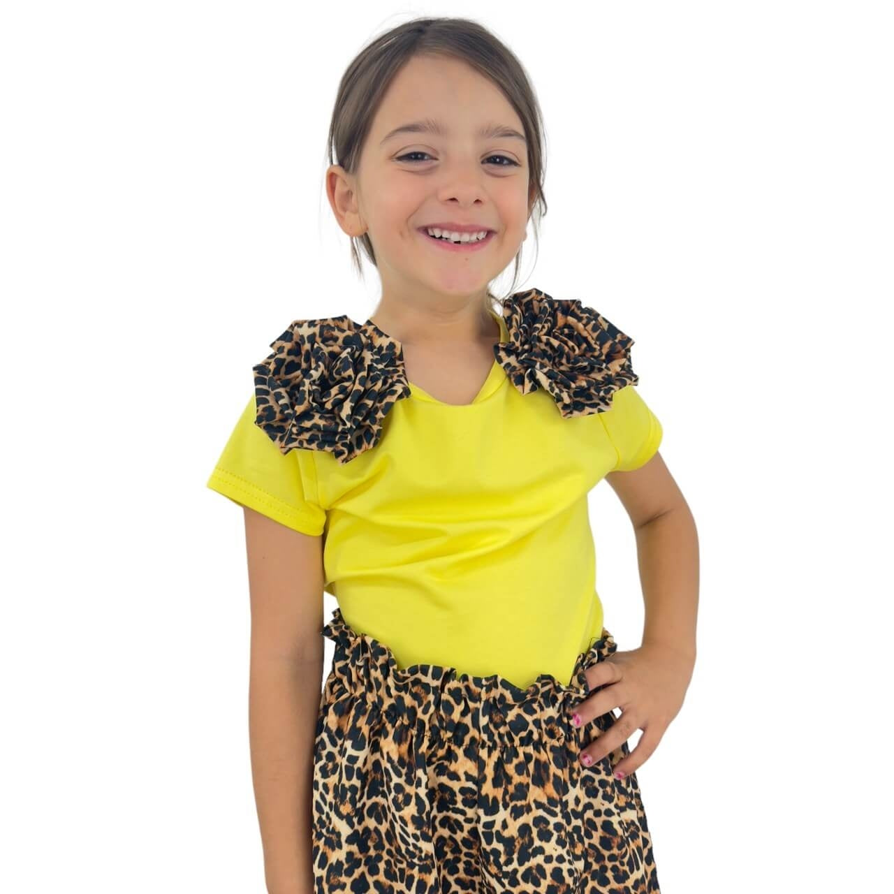 Tenue à imprimé animalier pour fille