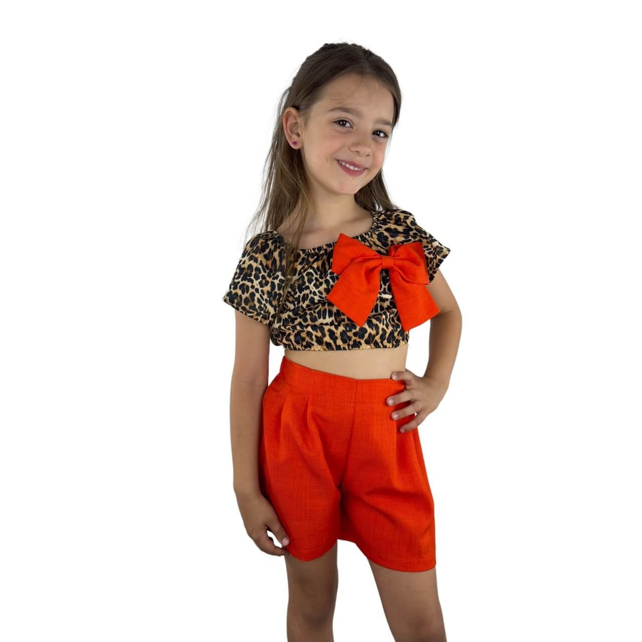 Tenue à imprimé animalier pour fille