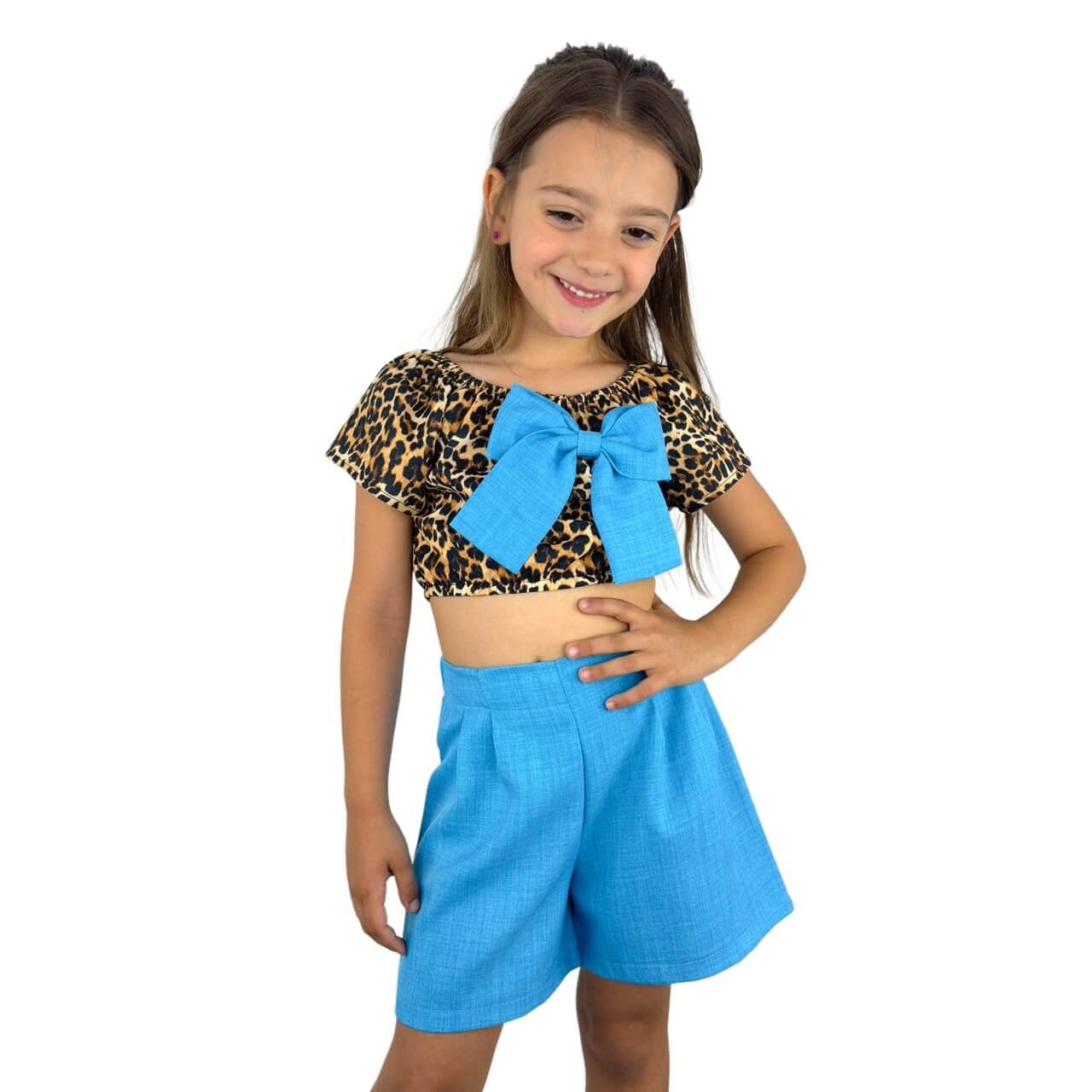 Tenue à imprimé animalier pour fille