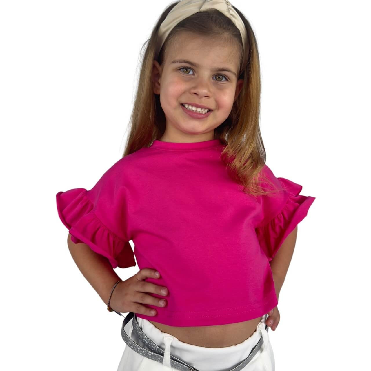 T-shirt fille manches bouffantes
