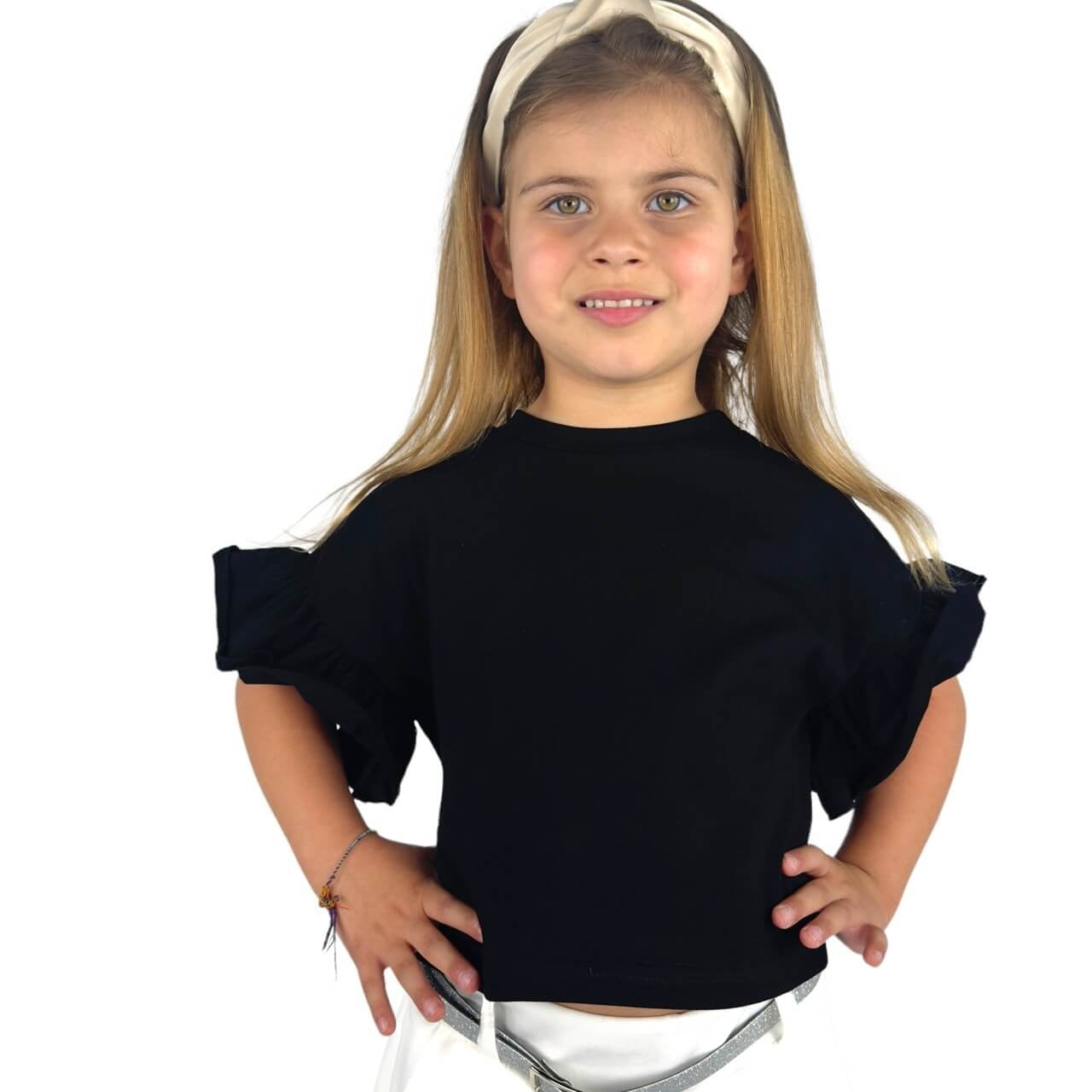 T-shirt fille manches bouffantes