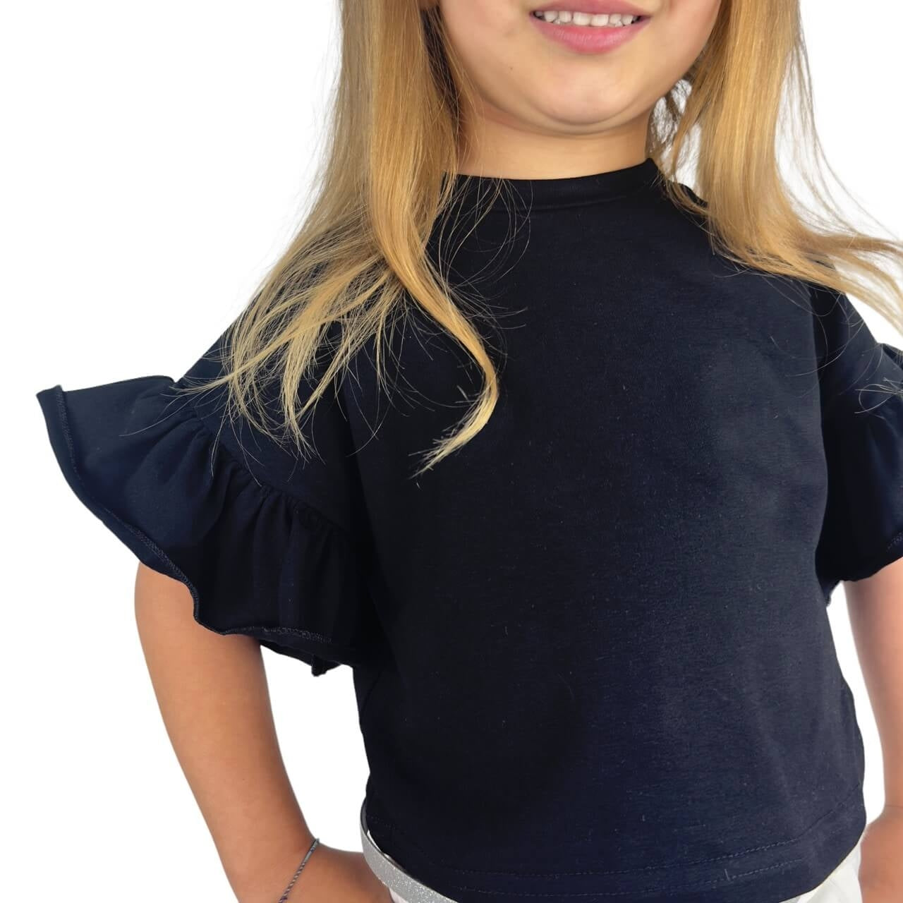 T-shirt fille manches bouffantes
