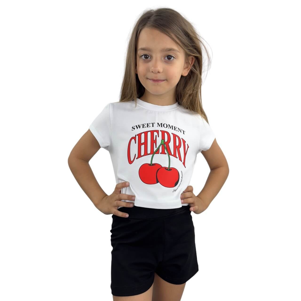 Ensemble cerises en coton petite fille