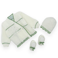 Set Golfino+Scarpette+Cappello in Misto Lana 0/6 Mesi