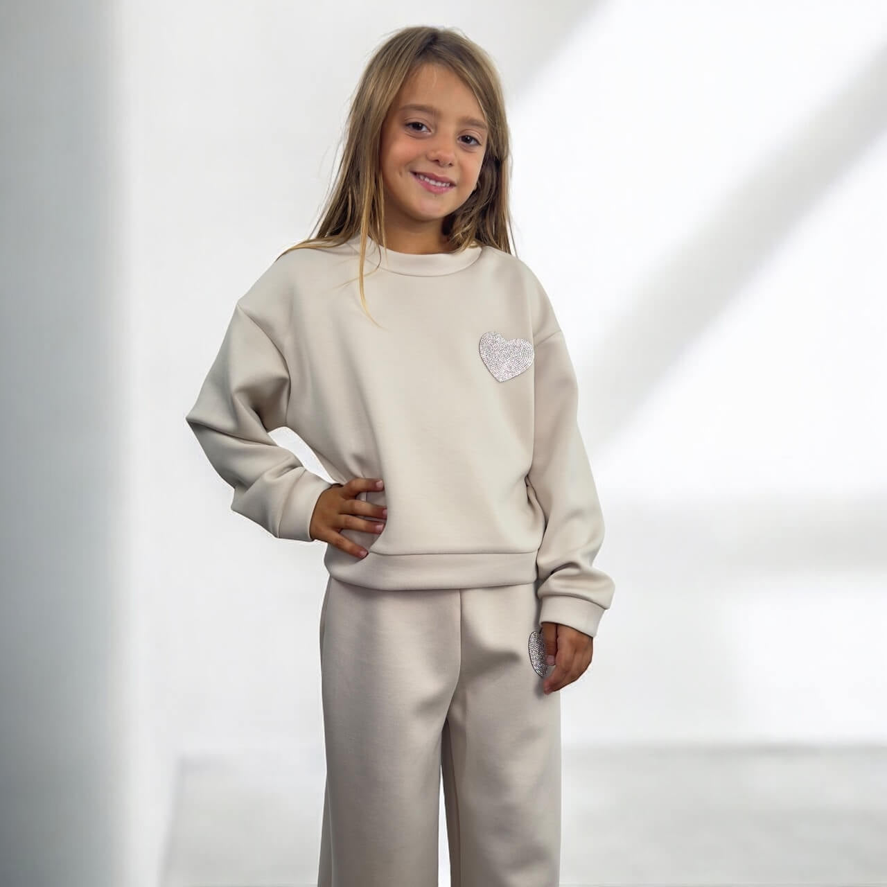 Combinaison palazzo oversize bébé fille avec application