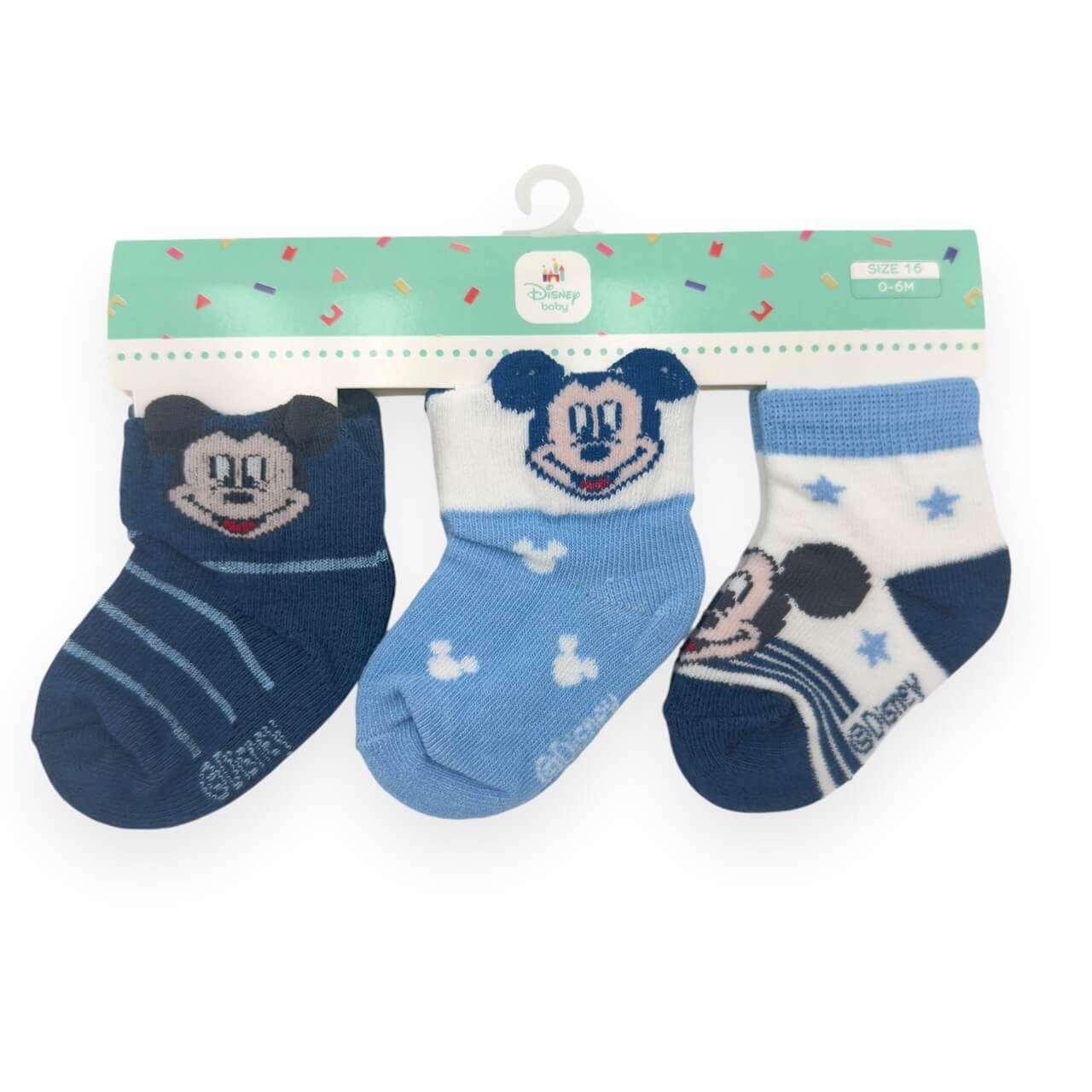 Chaussettes Tris 0/6 Mois Disney Mickey Mouse