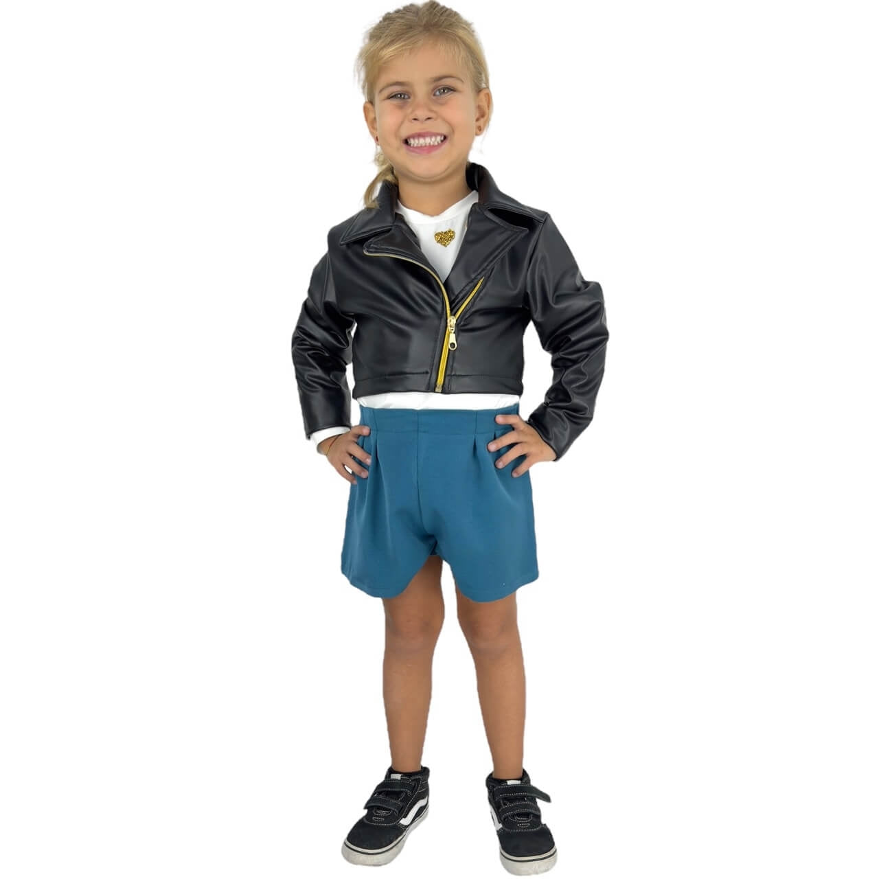 Completo Giubbotto in Eco-Pelle Bimba 3 Pezzi