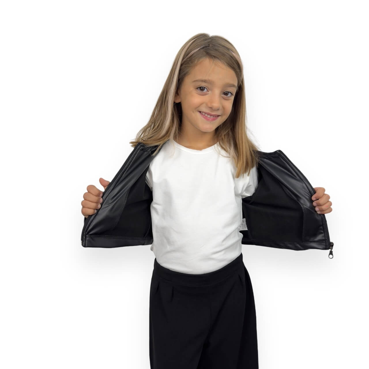 Ensemble de veste en éco-cuir 3 pièces pour fille