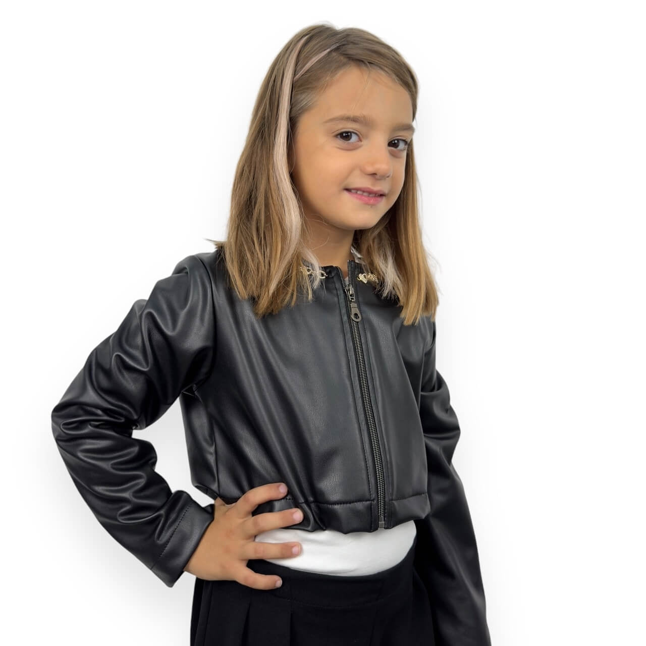 Ensemble de veste en éco-cuir 3 pièces pour fille