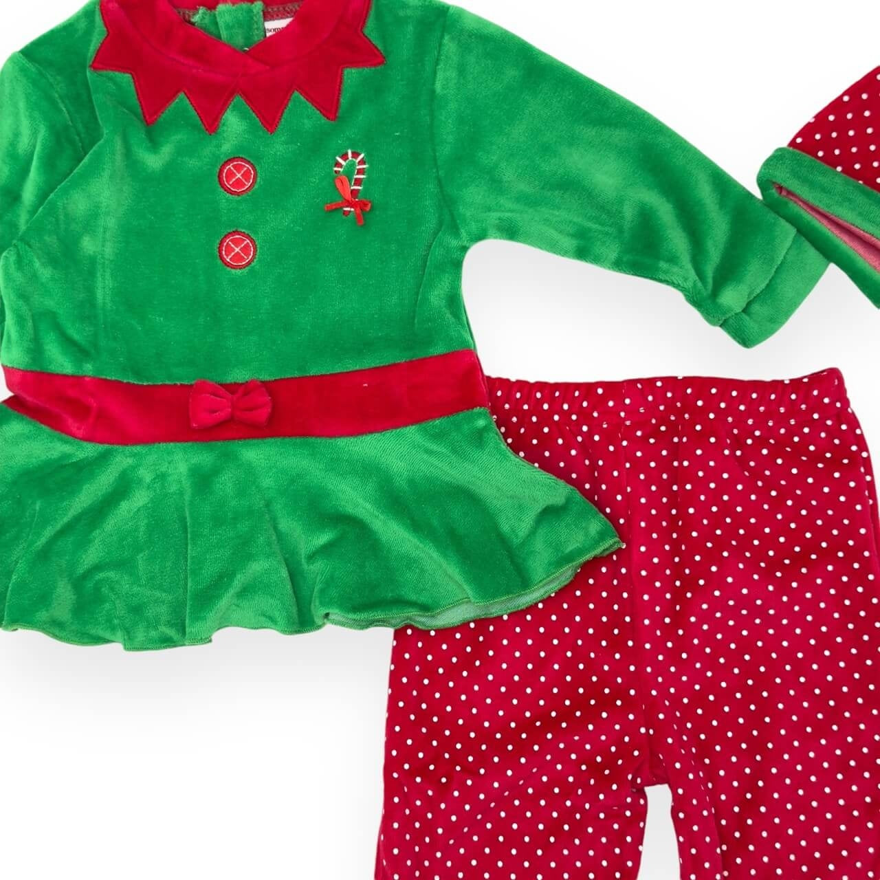 Tenue d'elfe en chenille de Noël pour nouveau-né