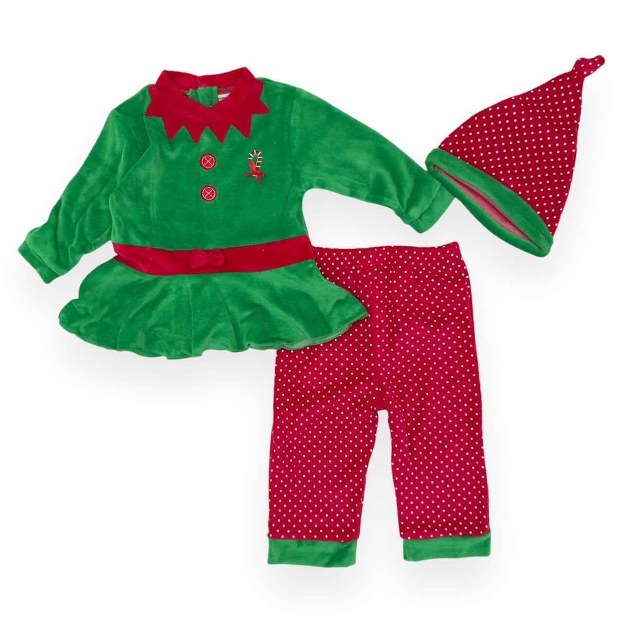 Tenue d'elfe en chenille de Noël pour nouveau-né