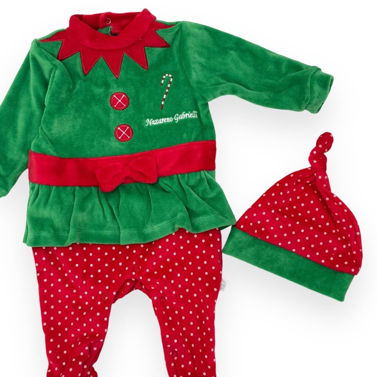 Grenouillère en chenille de Noël elfe nouveau-né