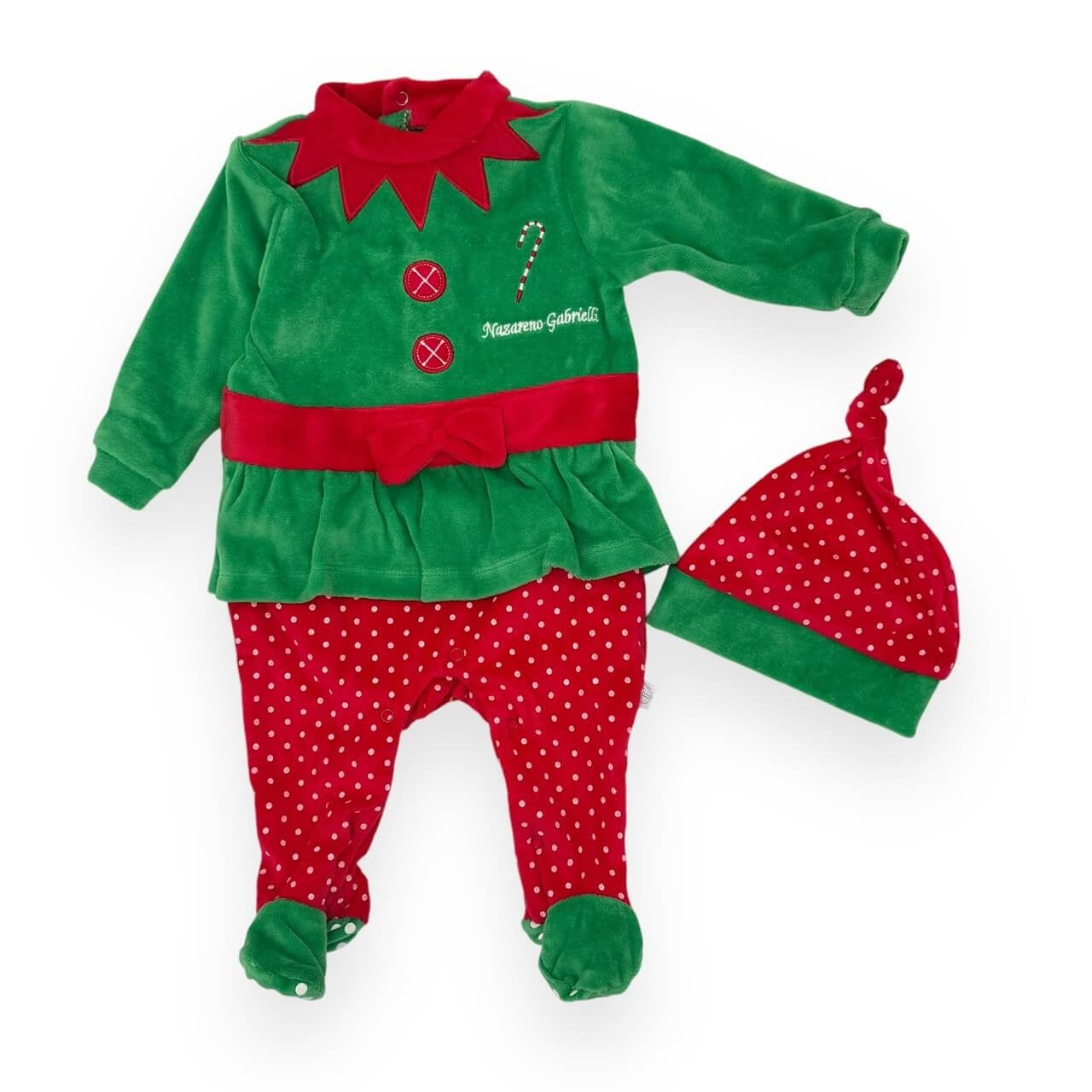 Grenouillère en chenille de Noël elfe nouveau-né