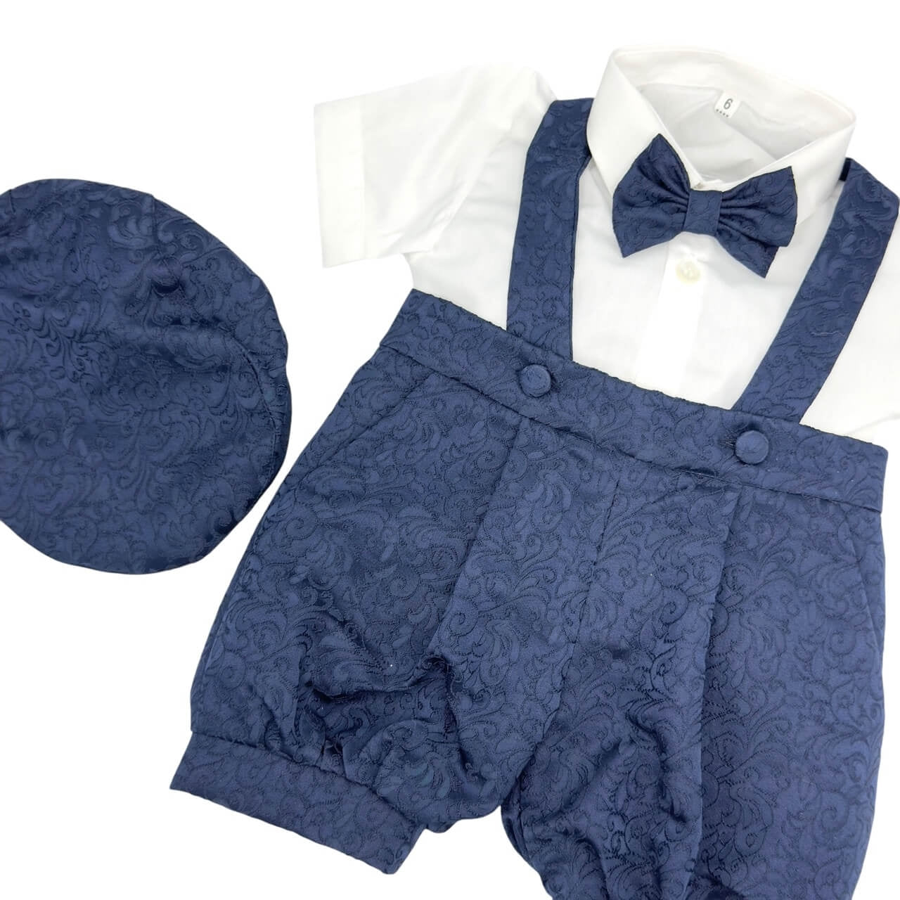 Robe salopette en satin brodé pour nouveau-nés