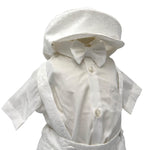 Robe salopette en satin brodé pour nouveau-nés