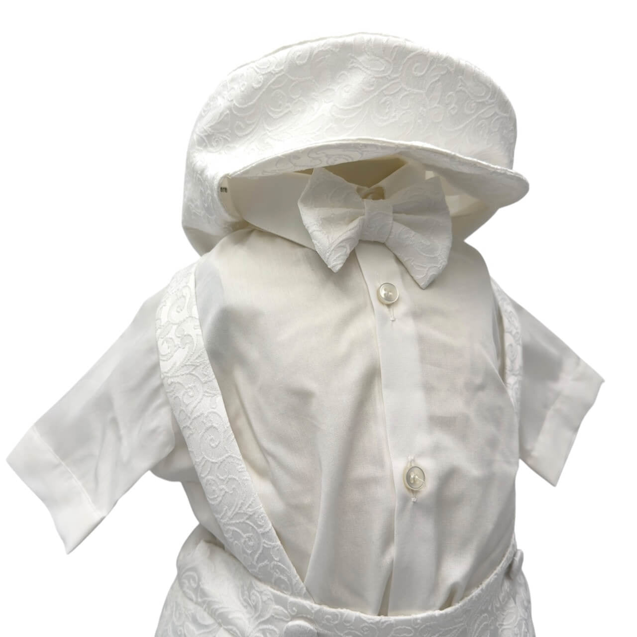 Robe salopette en satin brodé pour nouveau-nés