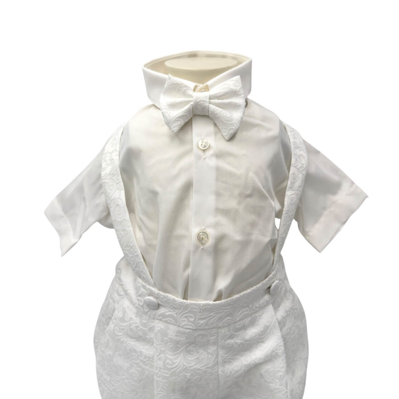 Robe salopette en satin brodé pour nouveau-nés