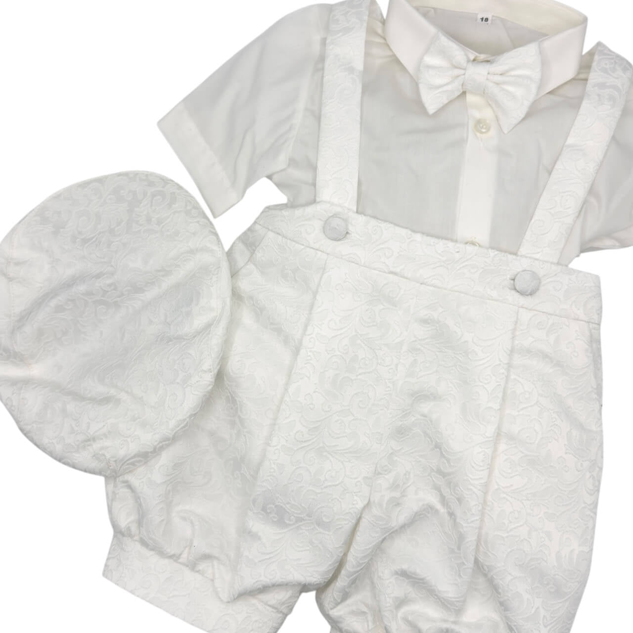 Robe salopette en satin brodé pour nouveau-nés