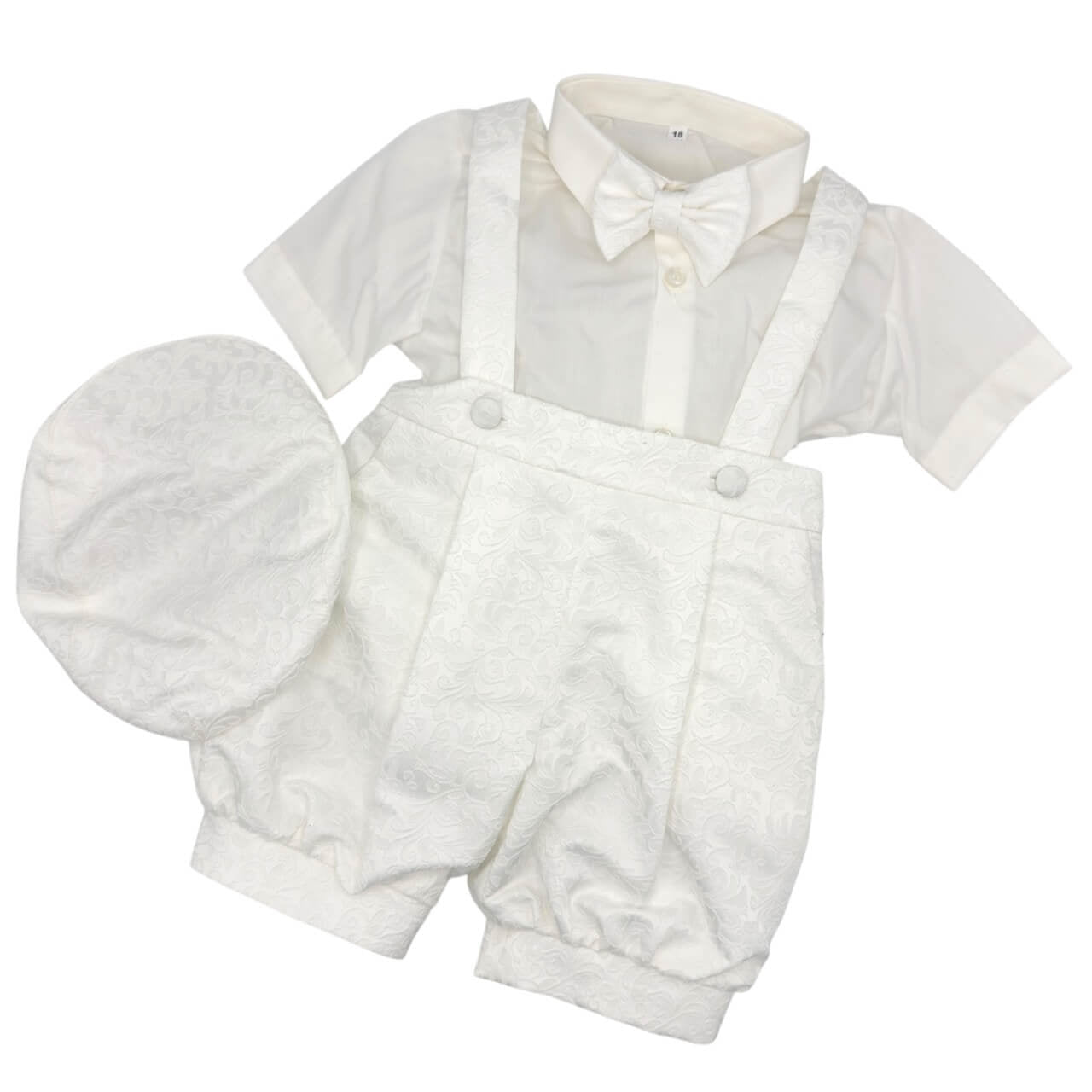 Robe salopette en satin brodé pour nouveau-nés