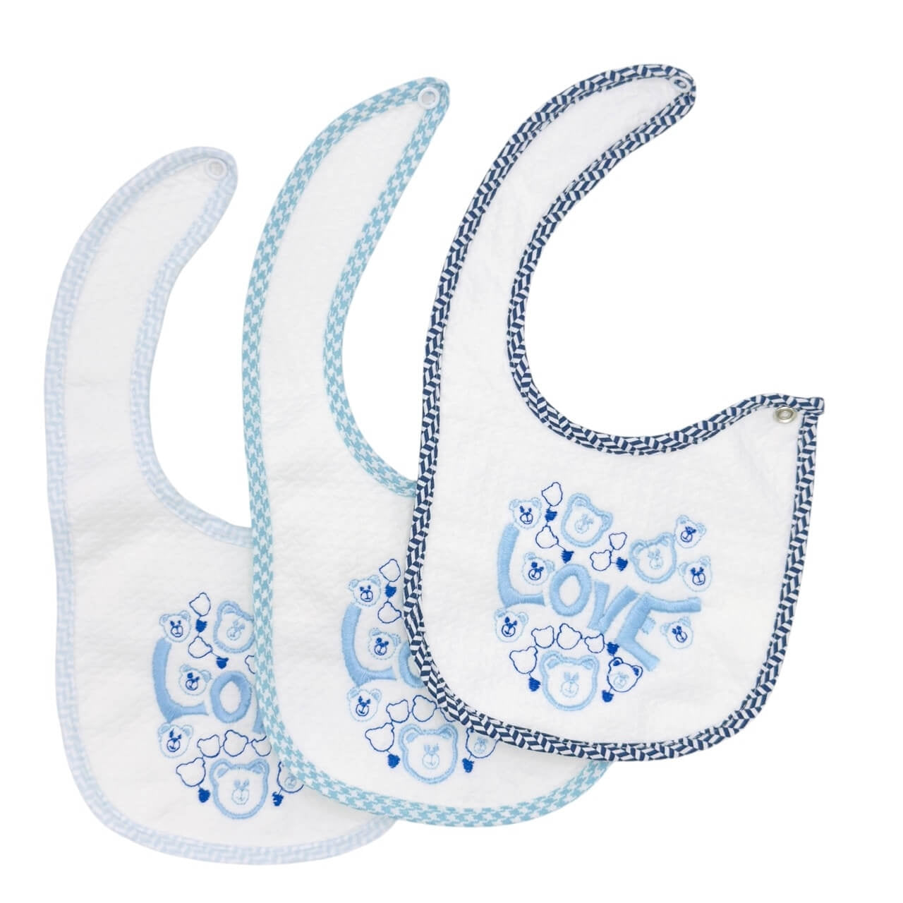 3 bavoirs brodés avec clip