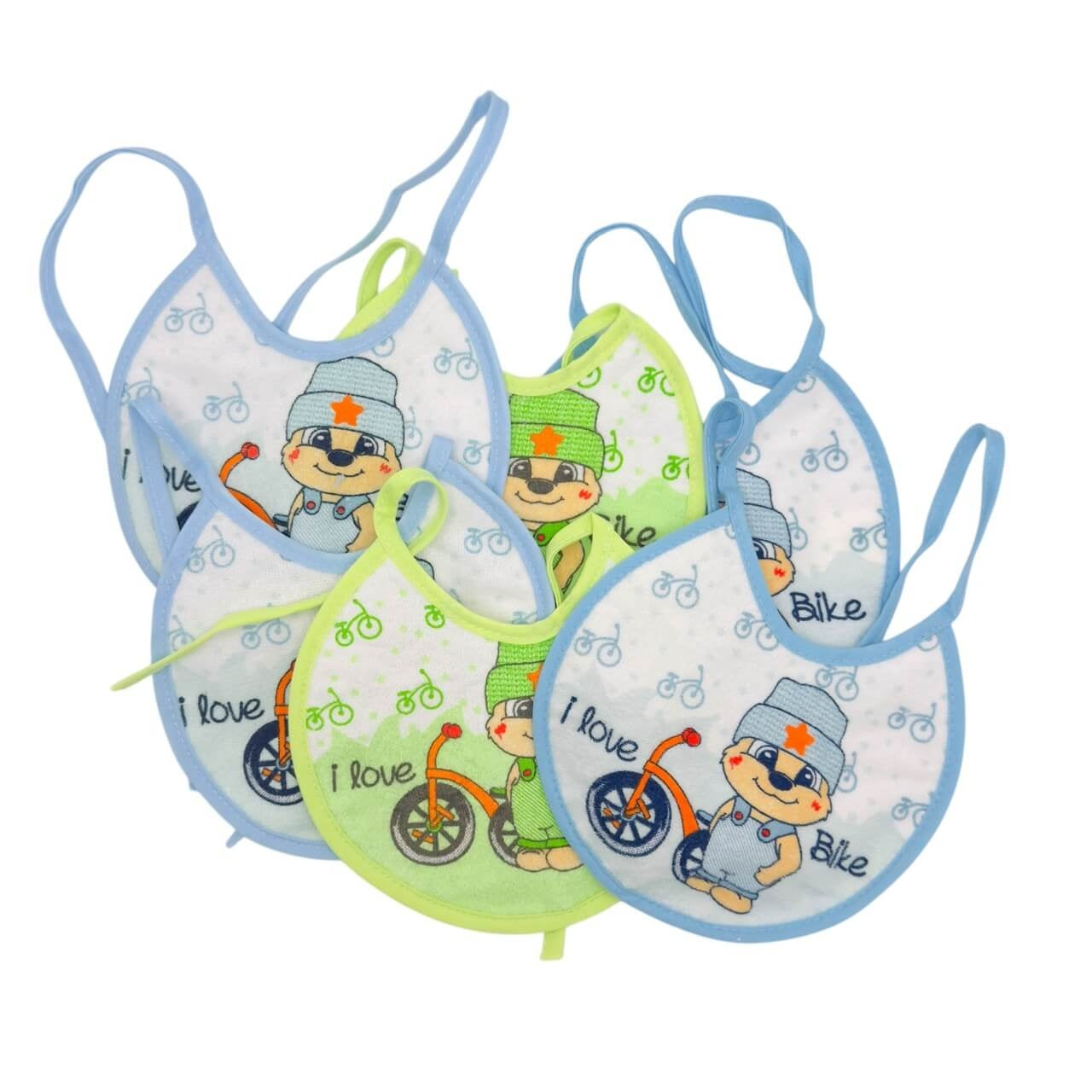 6 Bavoirs éponge plastifiés Pastel