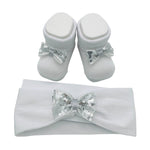 Ensemble Bandeau + Chaussures Coton 0/6 Mois