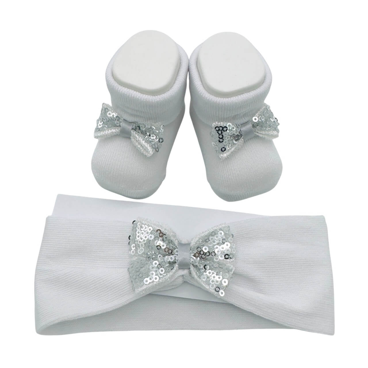 Ensemble Bandeau + Chaussures Coton 0/6 Mois