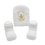 Ensemble bonnet et chaussures en coton 0/6 mois