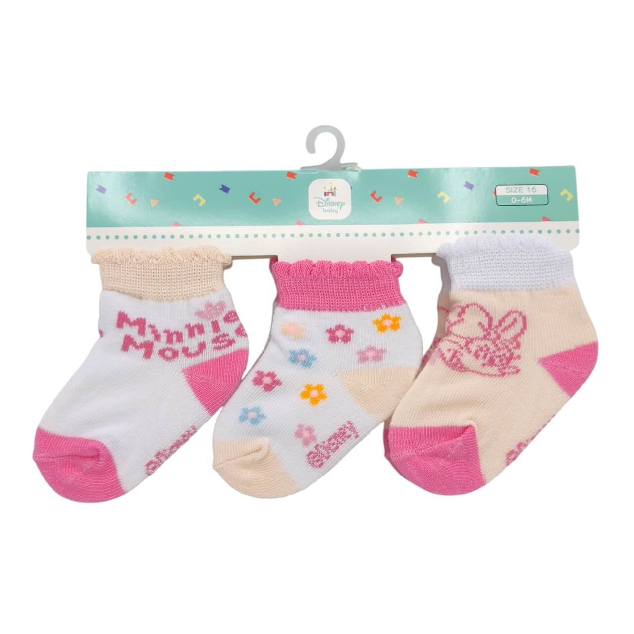 Chaussettes Tris Coton 0/6 Mois Disney Minnie