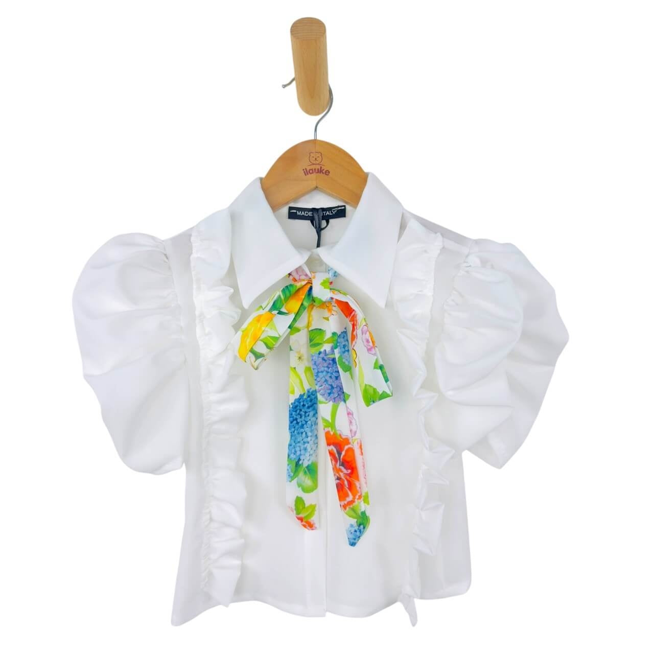 Chemise fille avec nœud fantaisie