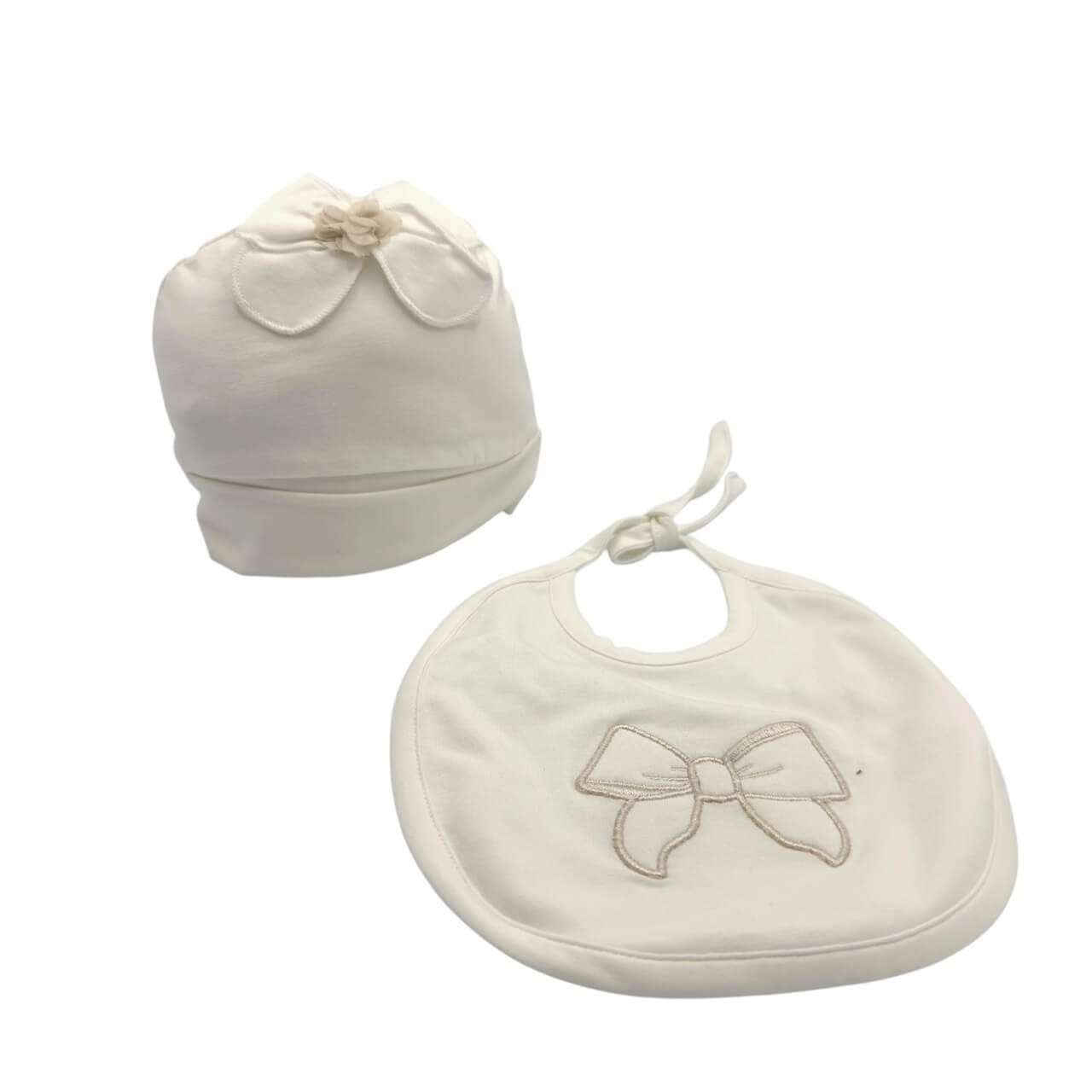 Ensemble bonnet et bavoir en coton pastel 0/3 mois